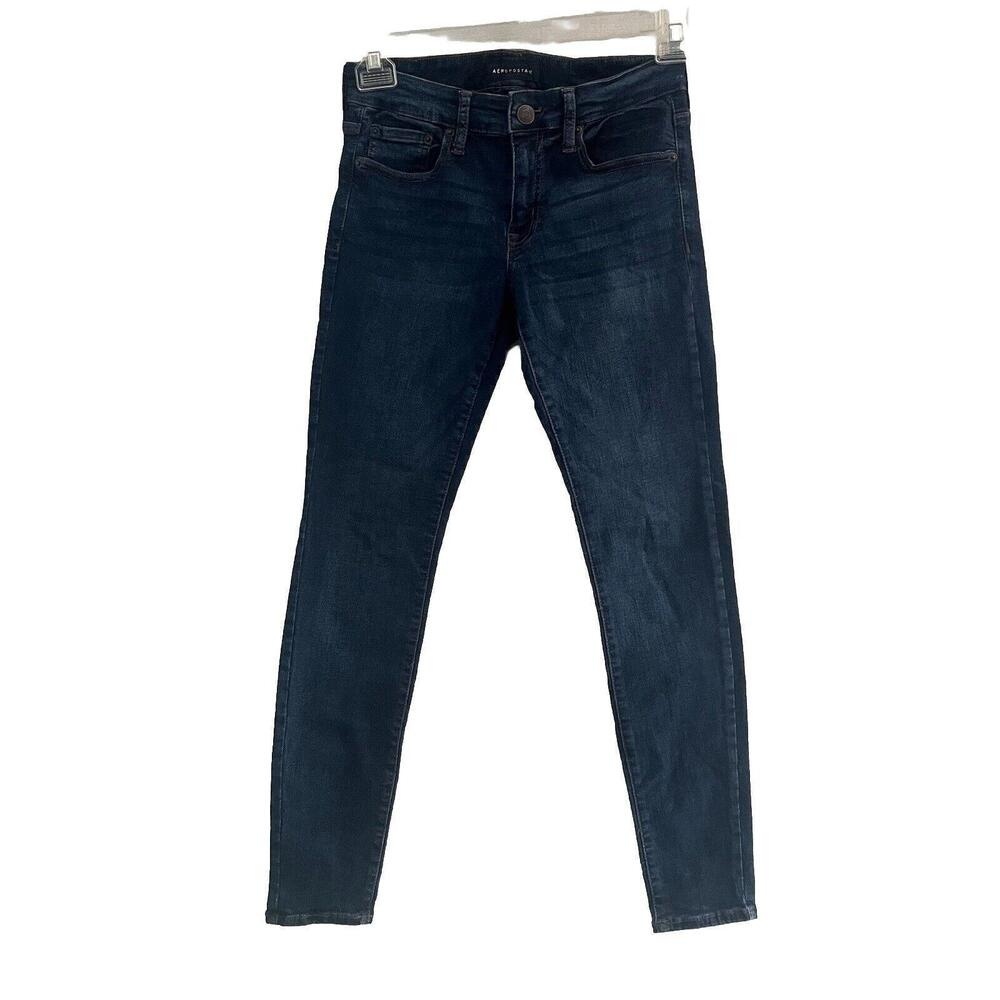 6R Aeropostale Women's Low Rise Jeans - Dark Wash Skinny Fit